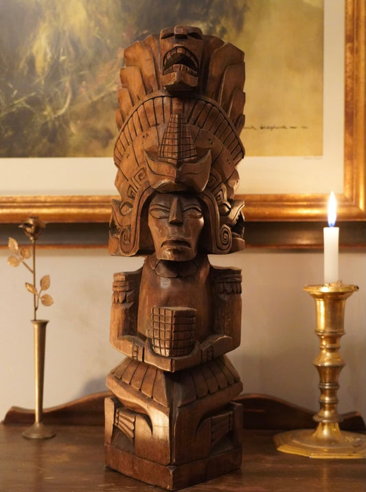 Hand-Carved Tribal / Indigenous - Style Sculpture - 16” Tall