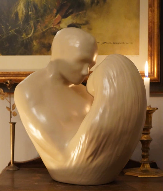 Haeger Lovers Sculpture - 14” Tall, Vintage Romantic Modernist Style